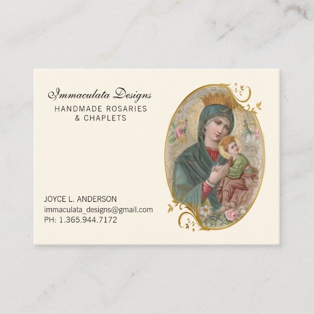 Carte De Visite Béni Mère Marie Jésus Religieux (Devant)