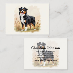 Carte De Visite Berger australien Tricolore noir Chien australien