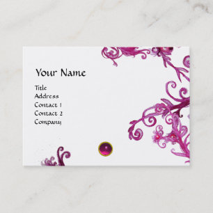 Carte De Visite BÉRIES MAGIQUES FUCHSIA GEM MONOGRAM, noir blanc