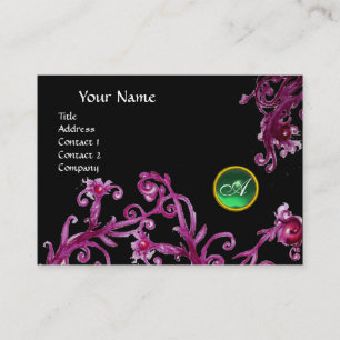 Carte De Visite BÉRIES MAGIQUES MONOGRAM noir gemme vert