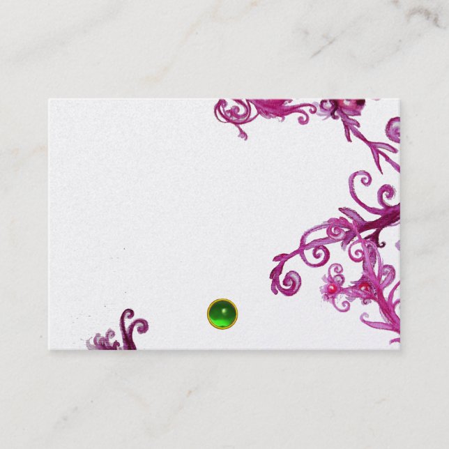 Carte De Visite BERRIES MAGIQUES MONOGRAM Green Gem, Pearle blanch (Devant)