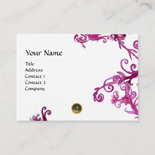 Carte De Visite BERRIES MAGIQUES MONOGRAM lin gris-gemme (Devant)