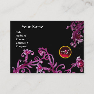 Carte De Visite BERRIES MAGIQUES MONOGRAM noir gem rouge bordeaux