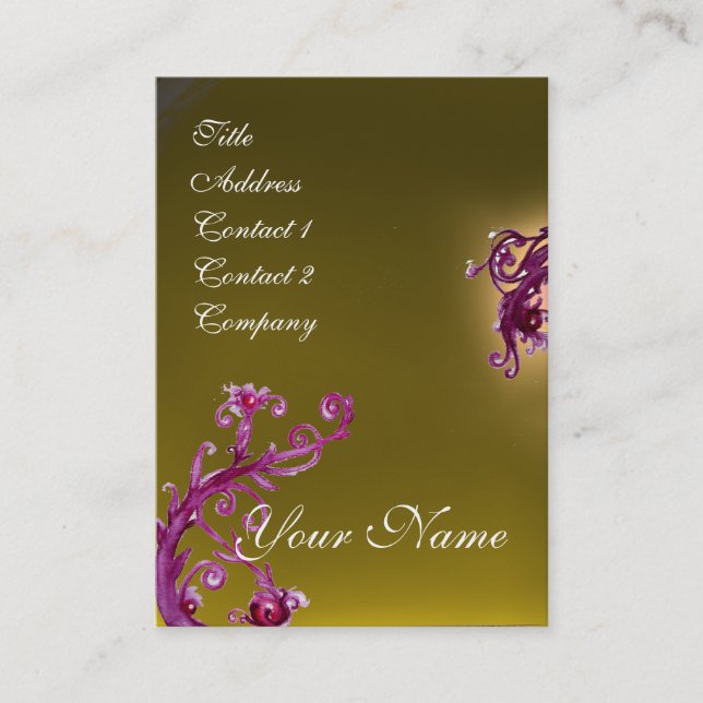 Carte De Visite BERRIES MAGIQUES MONOGRAM violet jaune rouge (Devant)