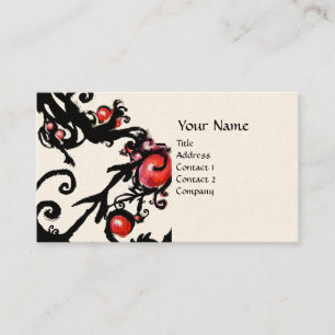 Carte De Visite BERRIES NOIRES SWIRLS crème métallique