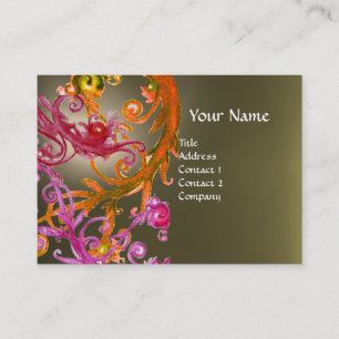 Carte De Visite BERRIES ROUGES SWIRLS GEMSTONE gris