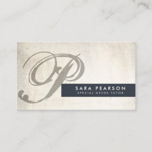 Carte De Visite Besoins spéciaux Tutor Grunge Monogram BusinessCar