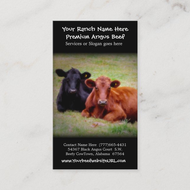 Carte De Visite Bétail cultivant le ranch de boeuf (Devant)