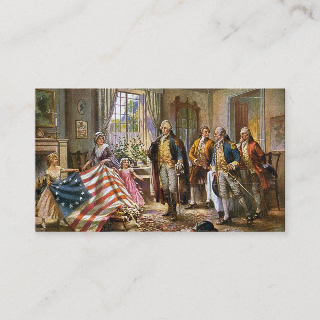 Carte De Visite Betsy Ross montre le drapeau américain George Wash (Devant)