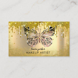 Carte De Visite Beurre Logo Parties scintillant de goutte d'or élé