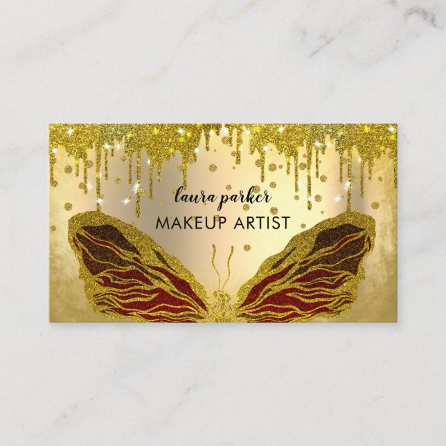 Carte De Visite Beurre Logo Parties scintillant Or Drily Girly Mod (Devant)