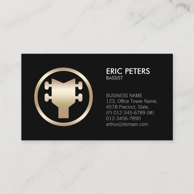 Carte De Visite Bhelp Bass Player Guitare Headstock Icon Business (Devant)