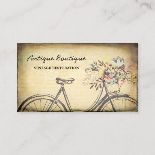 Carte De Visite Bicyclette florale de restauration vintage de