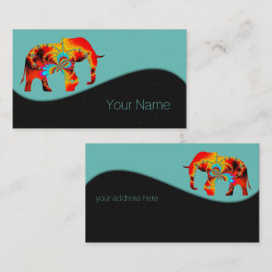 Carte De Visite Bien-être animal - Silhouette éléphante Fractale 1