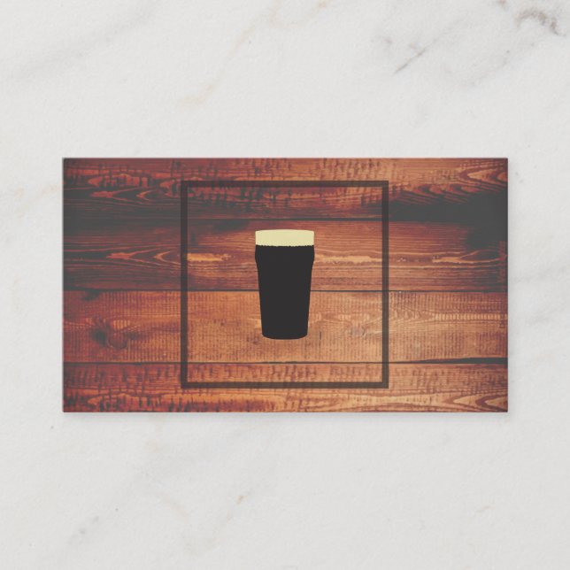 Carte De Visite Bière artisanale Carré en bois rustique (Devant)