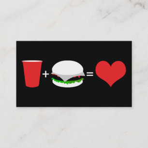 Carte De Visite bière + hamburger = amour