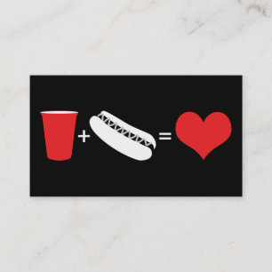 Carte De Visite bière + hot dogs = amour
