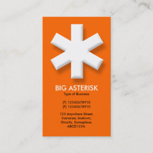 Carte De Visite Big Asterisk - Orange (FF6600)