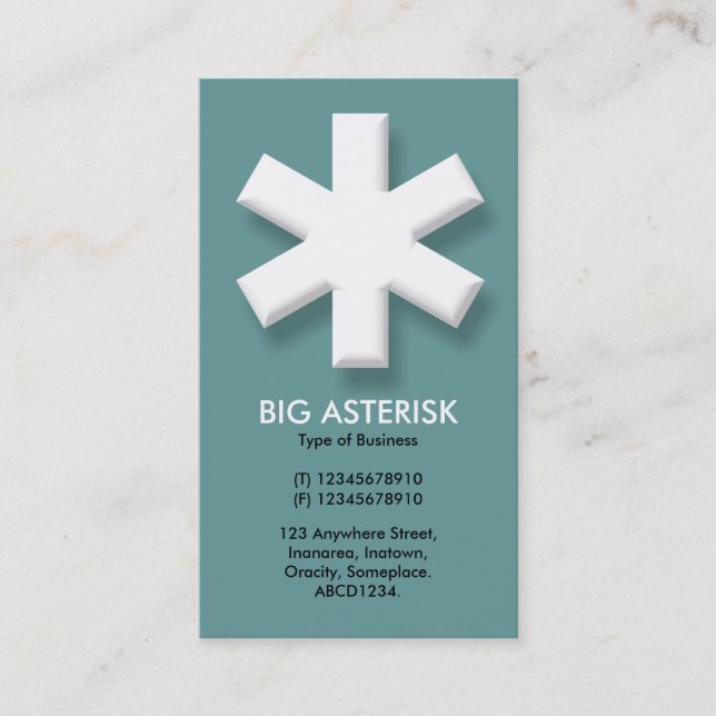 Carte De Visite Big Asterisk - Turquoise Grey (669999) (Devant)