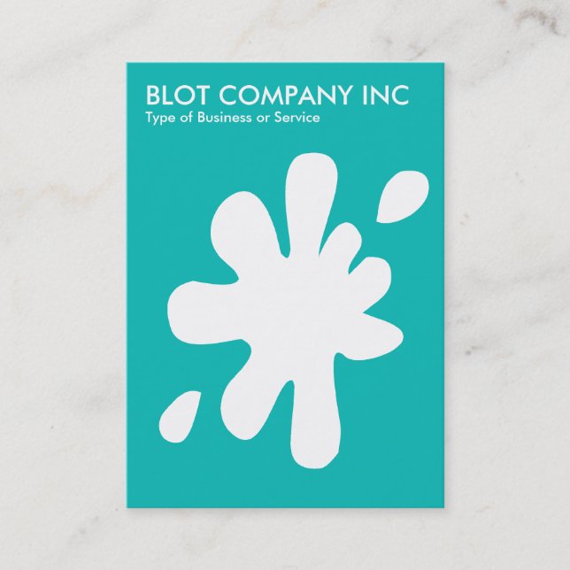 Carte De Visite Big Blot - Blanc sur Aqua Blue (Devant)