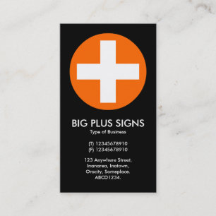 Carte De Visite Big Plus Signes Orange - Noir