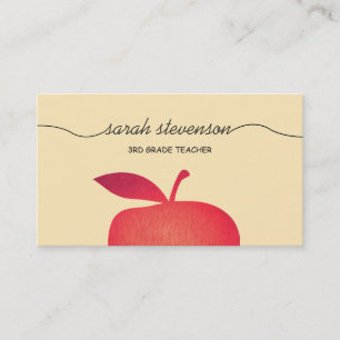 Carte De Visite Big Red Apple Enseignant de l'école primaire 3