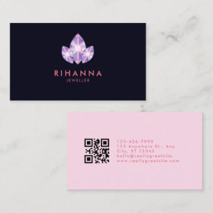 Carte De Visite Bijou Bright Dimond Rose Marine Minimal code QR