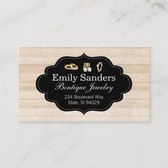 Carte De Visite Bijouterie | Anneaux | Doré | Pierres précieuses (Devant)