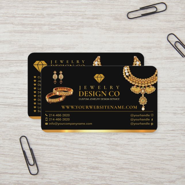 Carte De Visite Bijouterie, Magasin de bijoux, Laboratoire de desi (Devant/Arrière en situation)