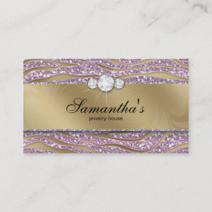Carte de visite bijouterie Sparkle Zebra Gold Pink