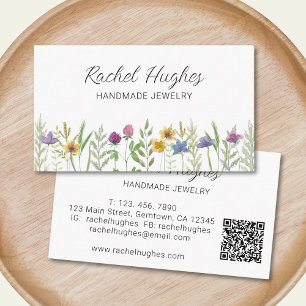 Carte De Visite Bijoutier Code QR Floral