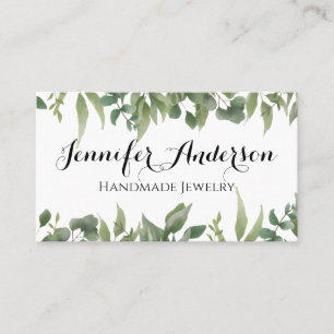 Carte De Visite Bijoux artisanal Aquarelle Mint Eucalyptus Feuille