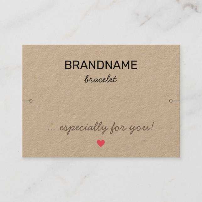 Carte De Visite Bijoux artisanaux Coeur minuscule Bracelet rustiqu (Devant)