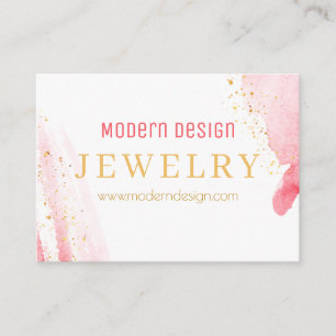 Carte De Visite Bijoux artisanaux en tôle d'aquarelle rose