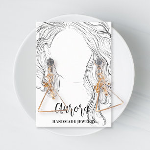 Carte De Visite Bijoux de dessin simple en noir et blanc