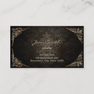 Carte De Visite Bijoux foncés de damassé encadrés par cru