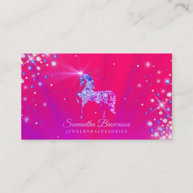 Carte De Visite Bijoux Gems Diamond Purple Rose Unicorne (Devant)