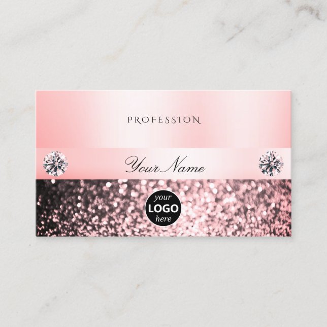 Carte De Visite Bijoux luxueux Parties scintillant rose et Logo Pa (Devant)