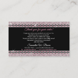 Carte De Visite Bijoux Parties scintillant Diamants Roses Merci Po