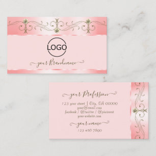 Carte De Visite Bijoux Rose rose orné de luxe avec logo