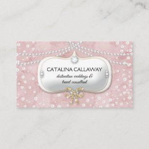 Carte De Visite Bijoux roses de maquillage de suède de perles
