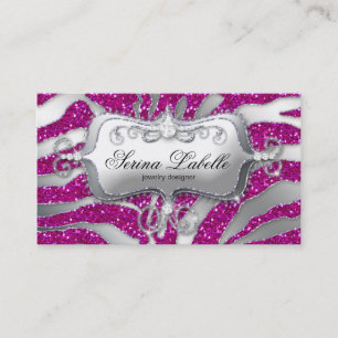Carte de visite bijoux Sparkle Zebra Silver Pink H