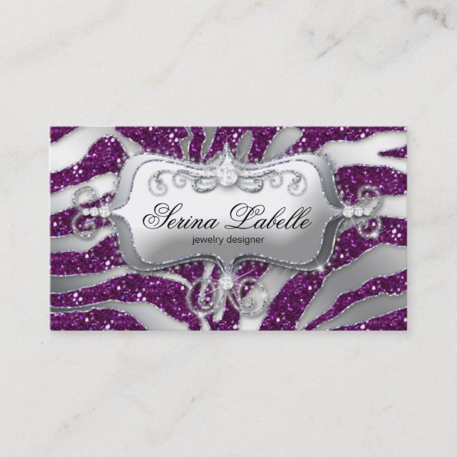 Carte de visite bijoux Sparkle Zebra Silver Purple (Devant)