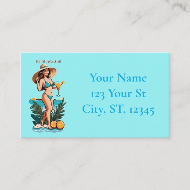 Carte De Visite Bikini Babe Big Casquette - Big Cocktail Thunder_C (Devant)
