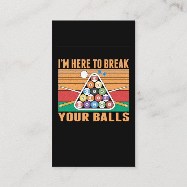 Carte De Visite Billard Humour Sarcastic Cue Sports Snooker Pool (Devant)