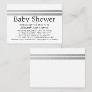 Carte De Visite Billet Chic Baby shower blanc, Bande d'huile d'arg