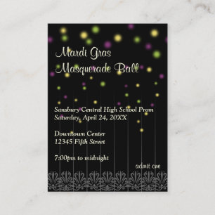 Carte De Visite Billet d'admission d'offre de bal d'étudiants de