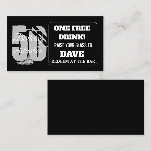 Carte De Visite Billet d'anniversaire jeton de bar d'anniversaire  (Devant / Derrière)