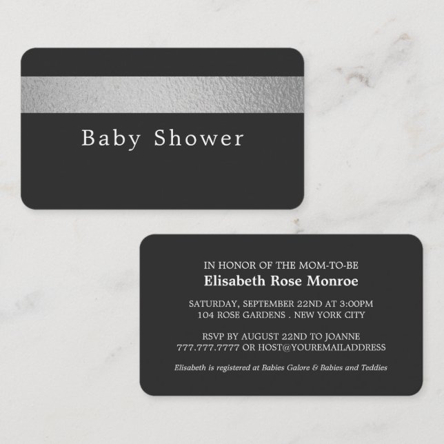 Carte De Visite Billet de Baby shower de charbon de bois (Devant / Derrière)