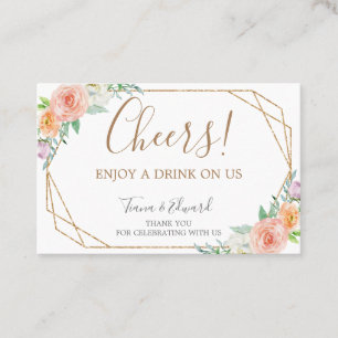 Carte De Visite Billet de boisson Fleurs aquarelles géométriques